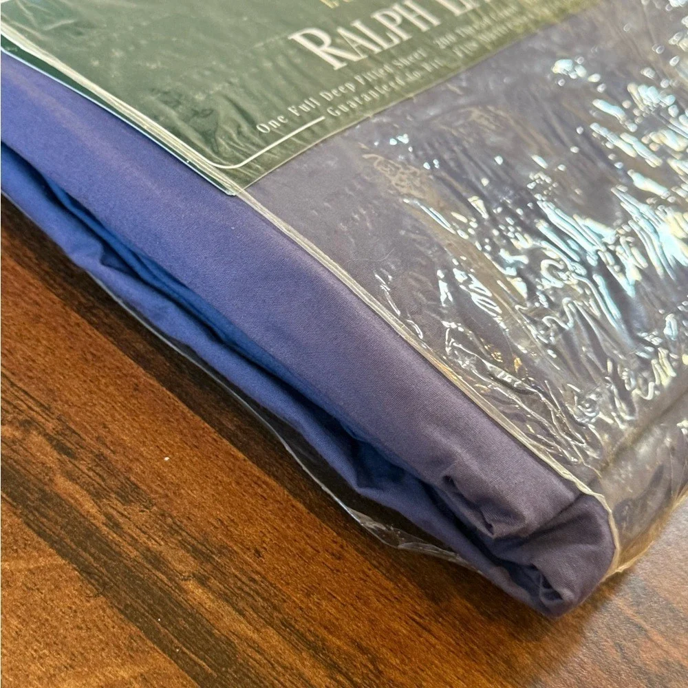 VTG NWT Ralph Lauren Blue Azurite FULL Size Fitted Sheet Cotton 200